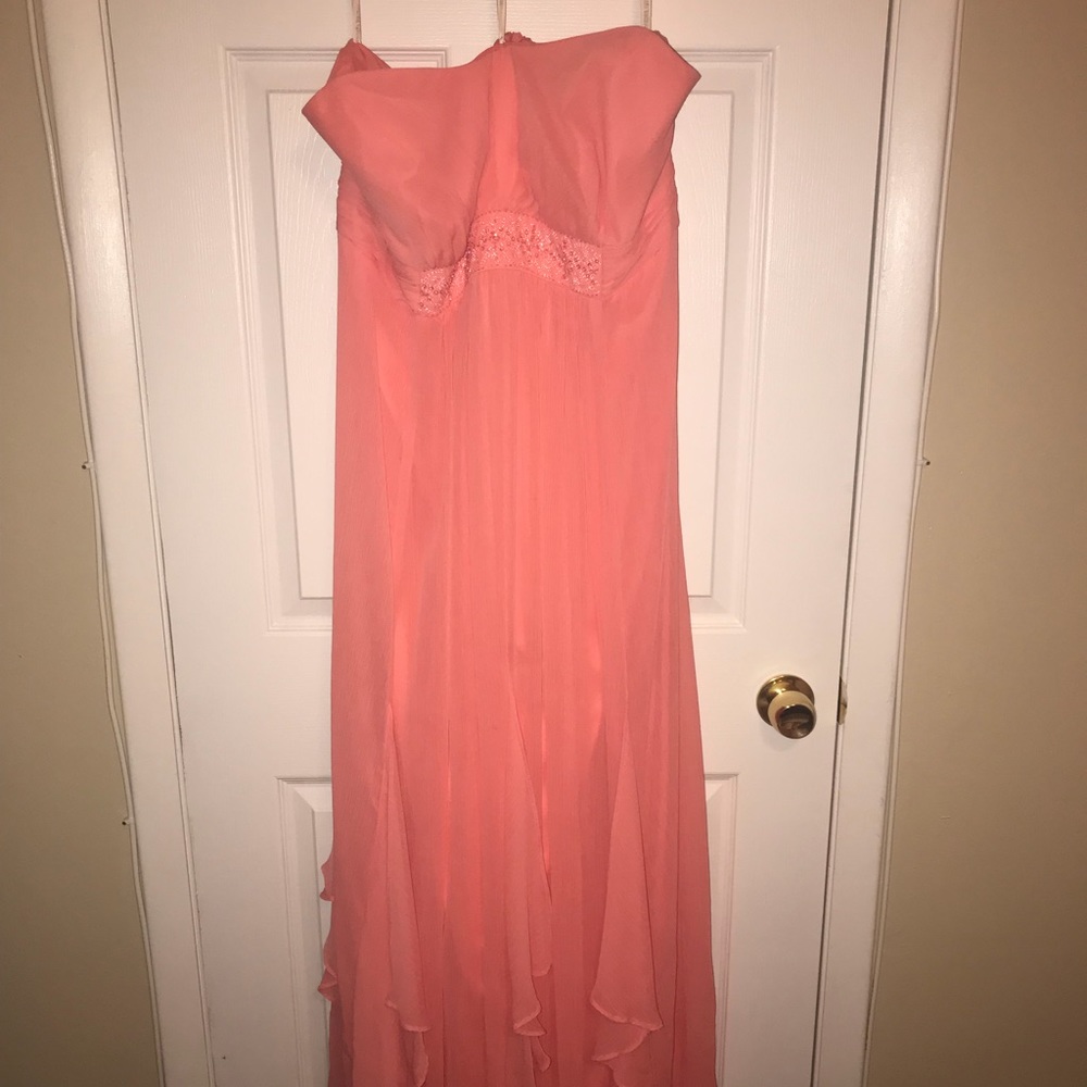 David’s Bridal Strapless Crinkle Chiffon Dress
